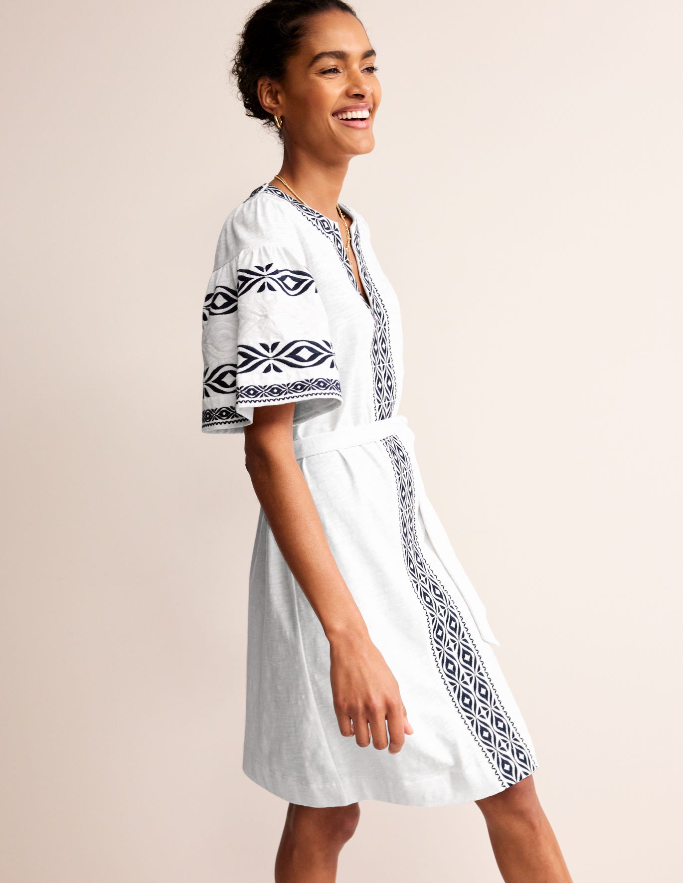 Mini Robe Boden Emily Ruffle Cotton Bleu Femme | TPC-18609978