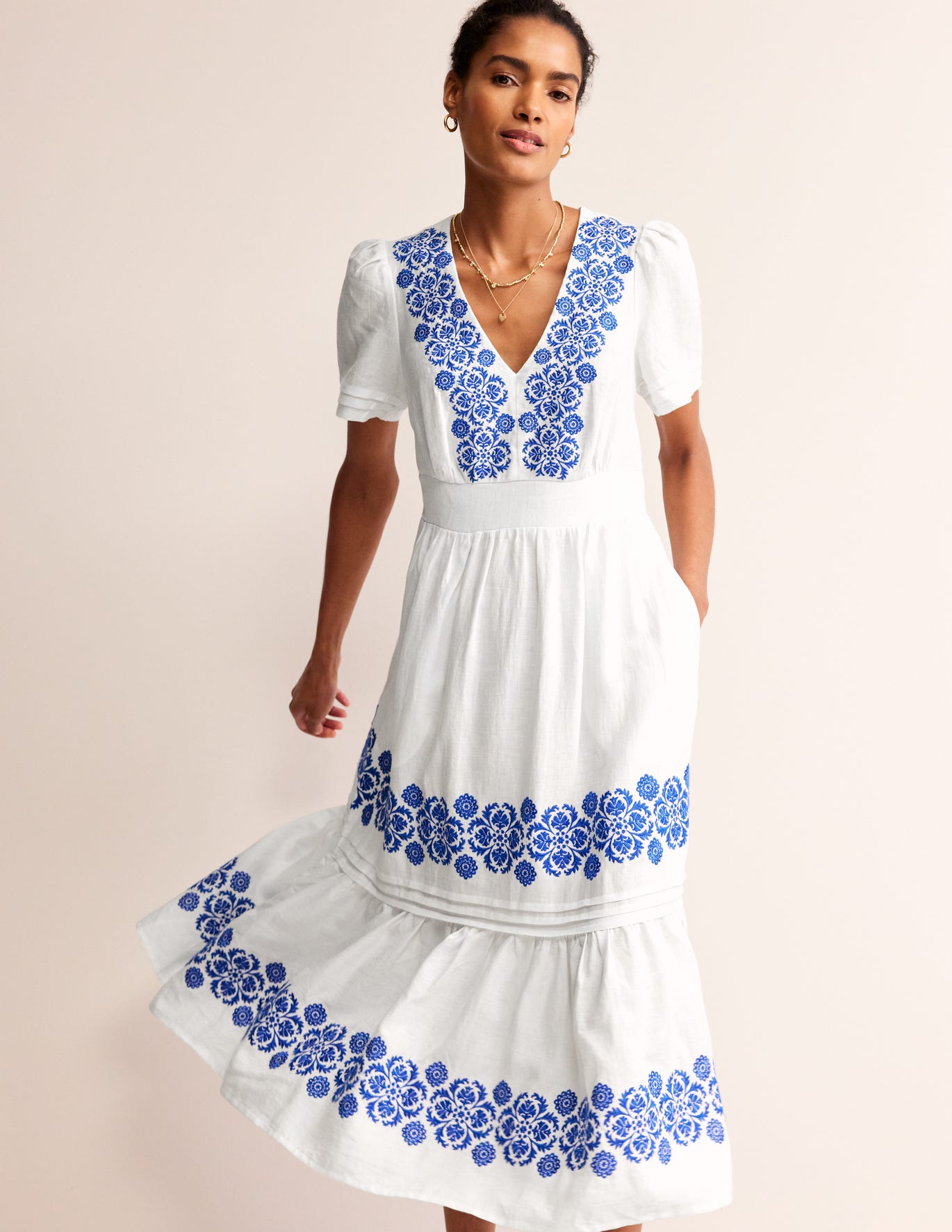 Robe Mi-longue Boden Felicity Jersey Tea Bleu Marine Femme | LBK-72615709