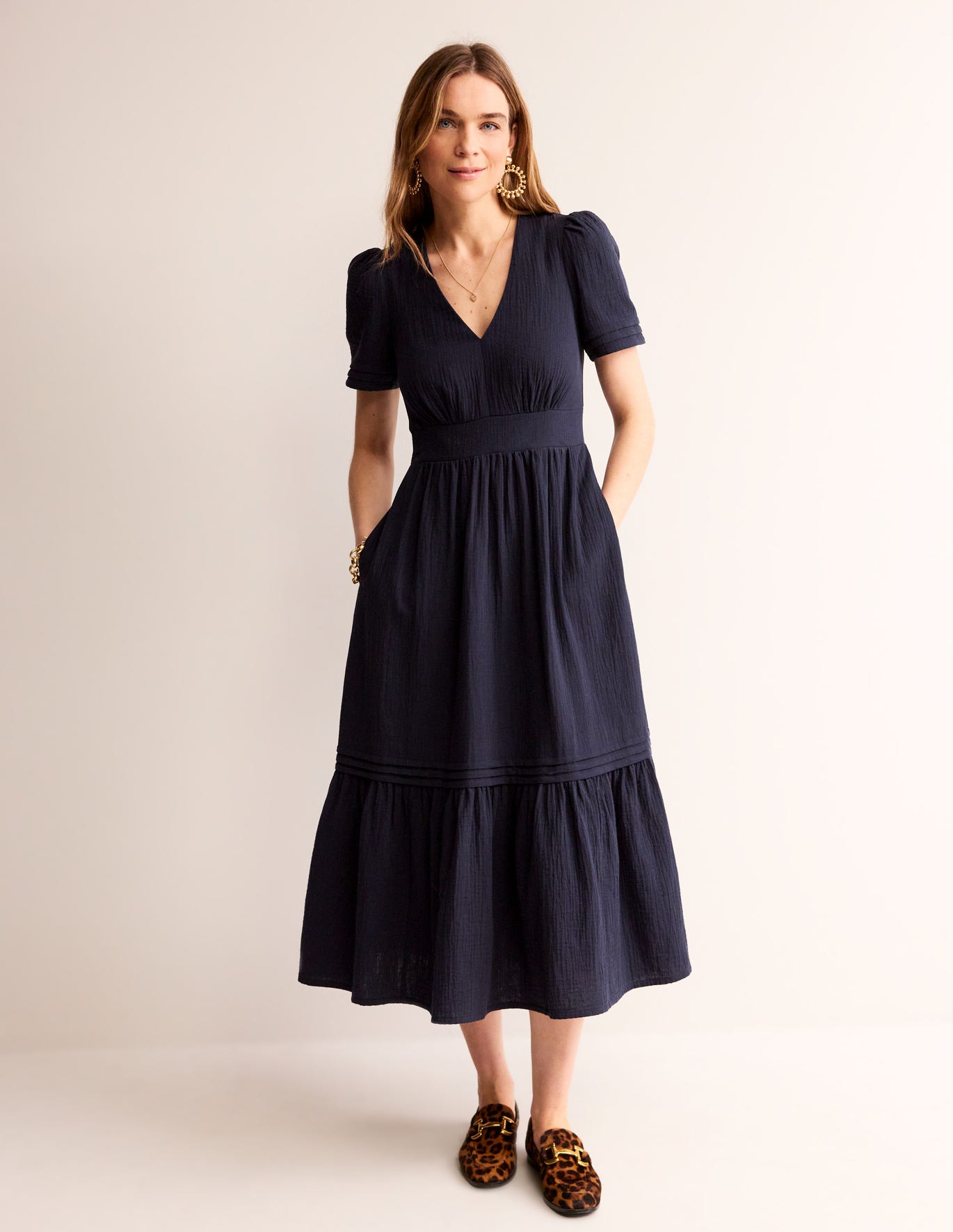 Robe Mi-longue Boden Eve Linen Noir Femme | TYW-13135096