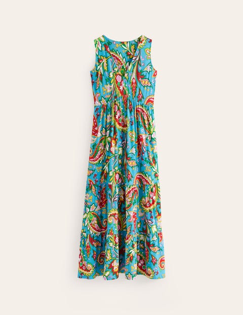 Robe Maxi Boden Una Linen Embroidered Bleu Marine Femme | ZBO-35375760