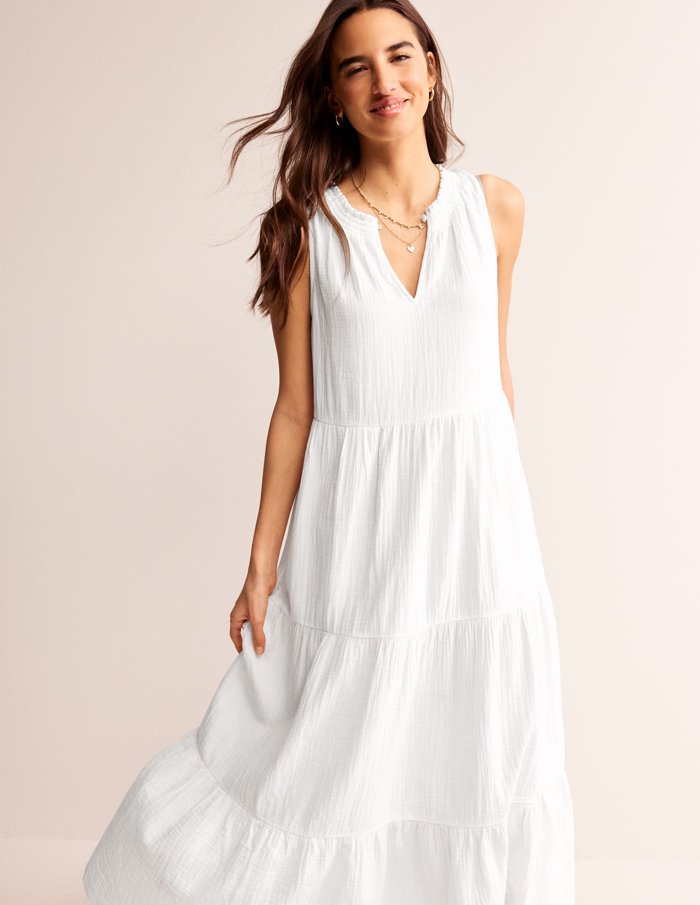 Robe Maxi Boden Embroidered Belted Linen Blanche Femme | DDB-12710396