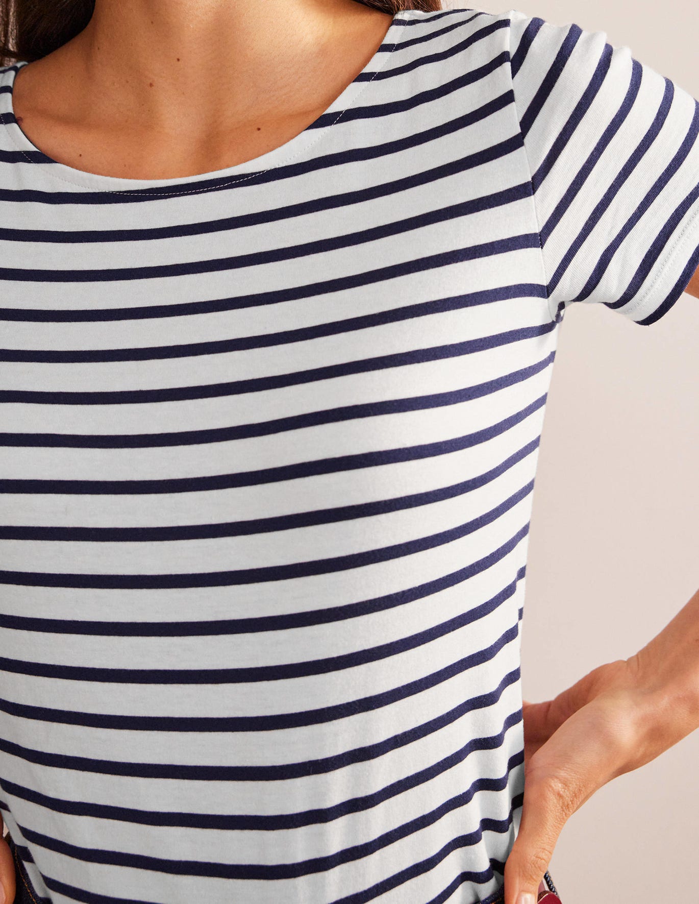 T Shirts Boden Ella Short Sleeve Breton Blanche Femme | RHC-81885185