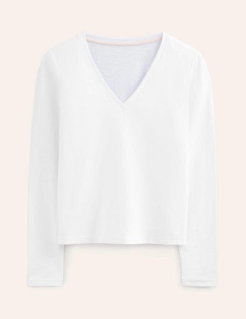 Chemise à Manches Longues Boden Cotton V-Neck Top Blanche Femme | VQF-74894047