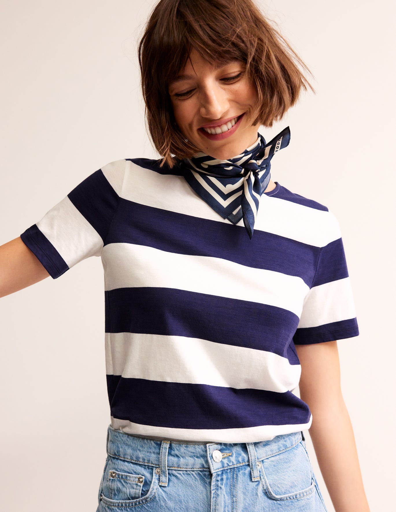 T Shirts Boden Bea Short Sleeve Breton Rose Stripes Femme | LZW-41536519