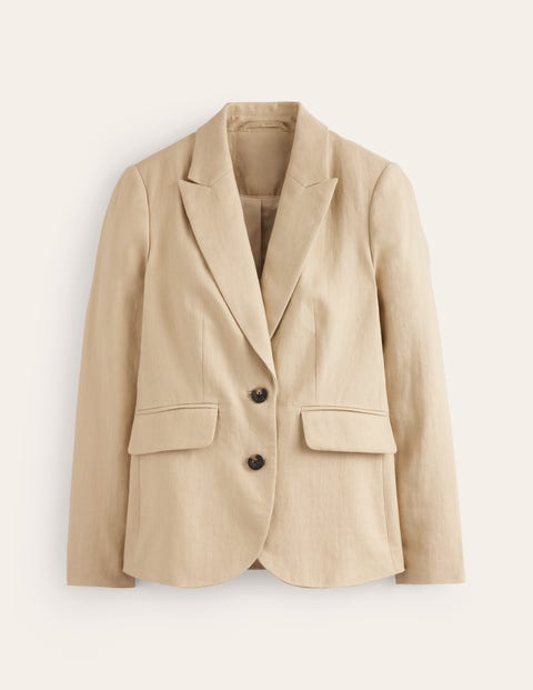 Blazer Boden Marylebone Linen Blanche Femme | TOA-04638290