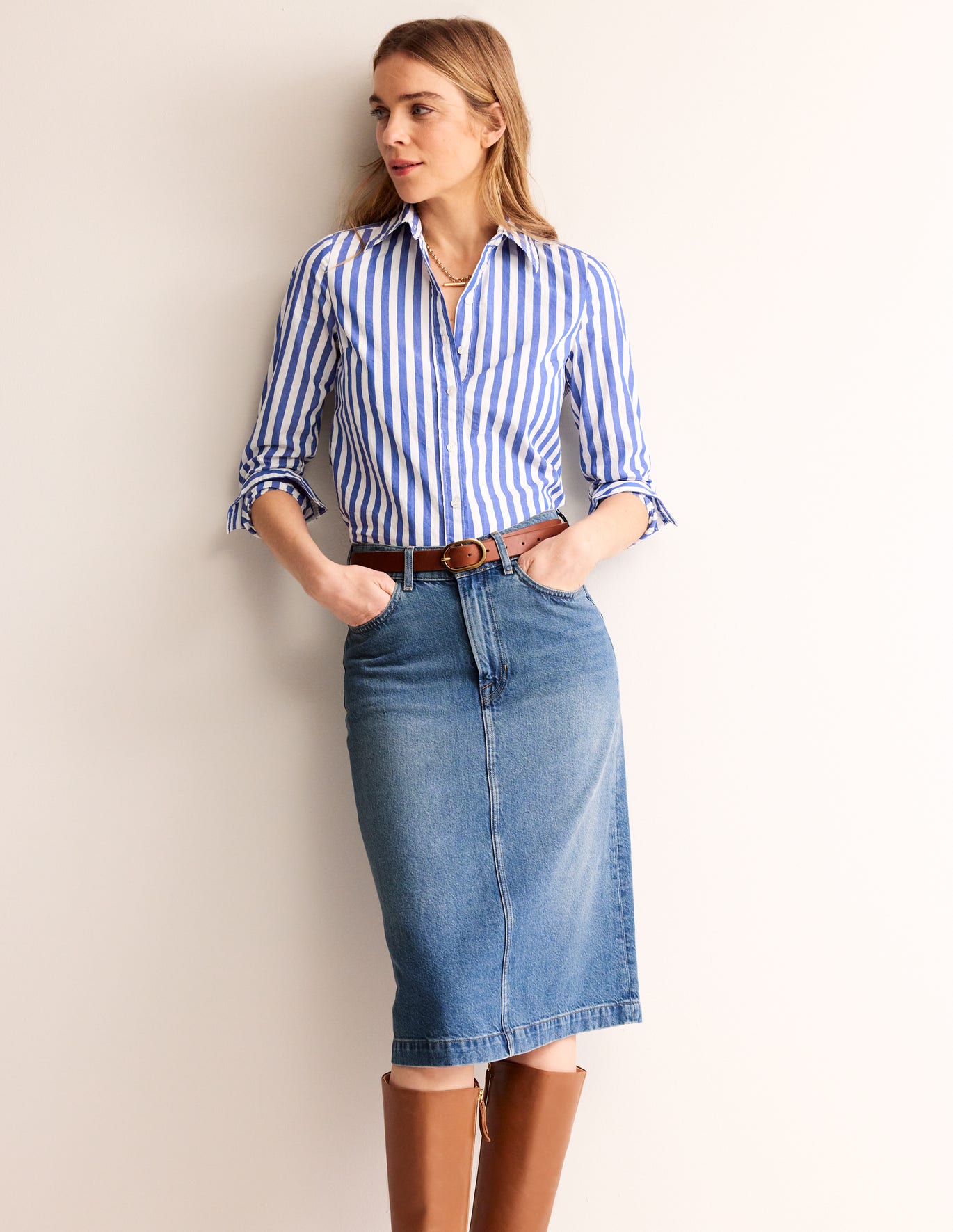 Jupes Boden Stripe Hem Bleu Femme | FXR-74233195