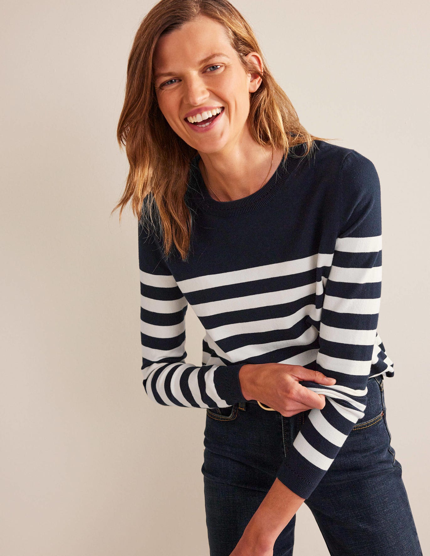 Chandails Boden Catriona Cotton Crew Jumper Bleu Marine Femme | VOR-04463279